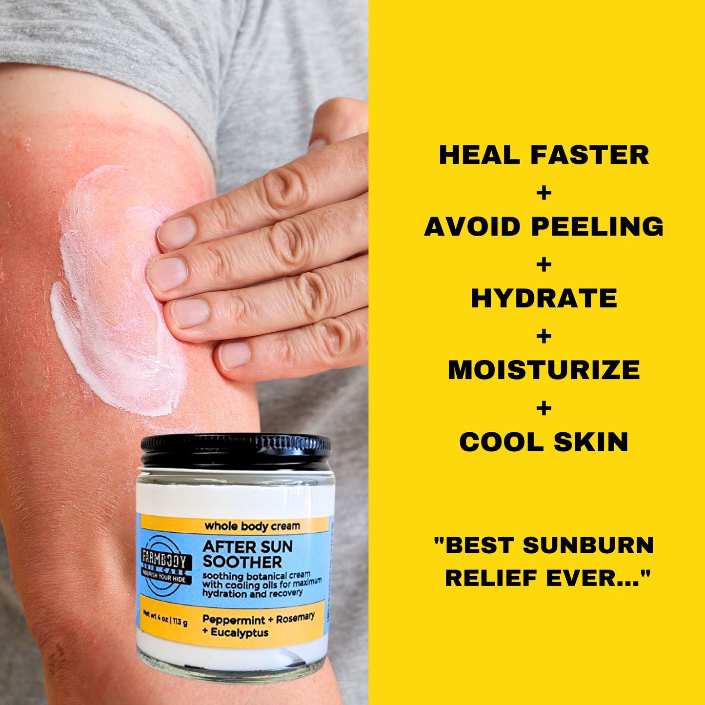 Crema calmante para después del sol | Crema corporal completa | Menta y romero