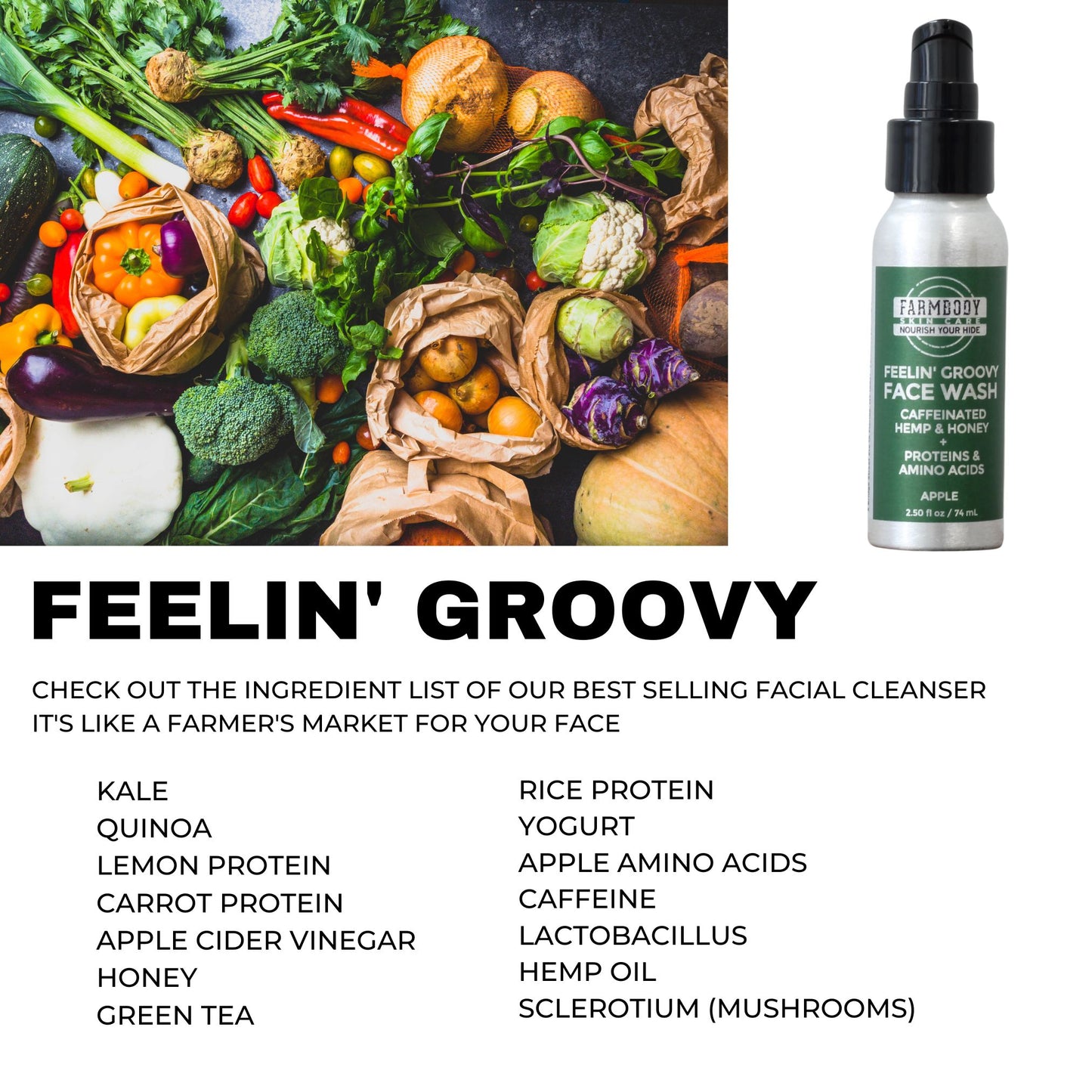FEELIN' GROOVY | FERMENTED SKIN CARE | PROBIOTIC CAFFEINATED FACE WASH