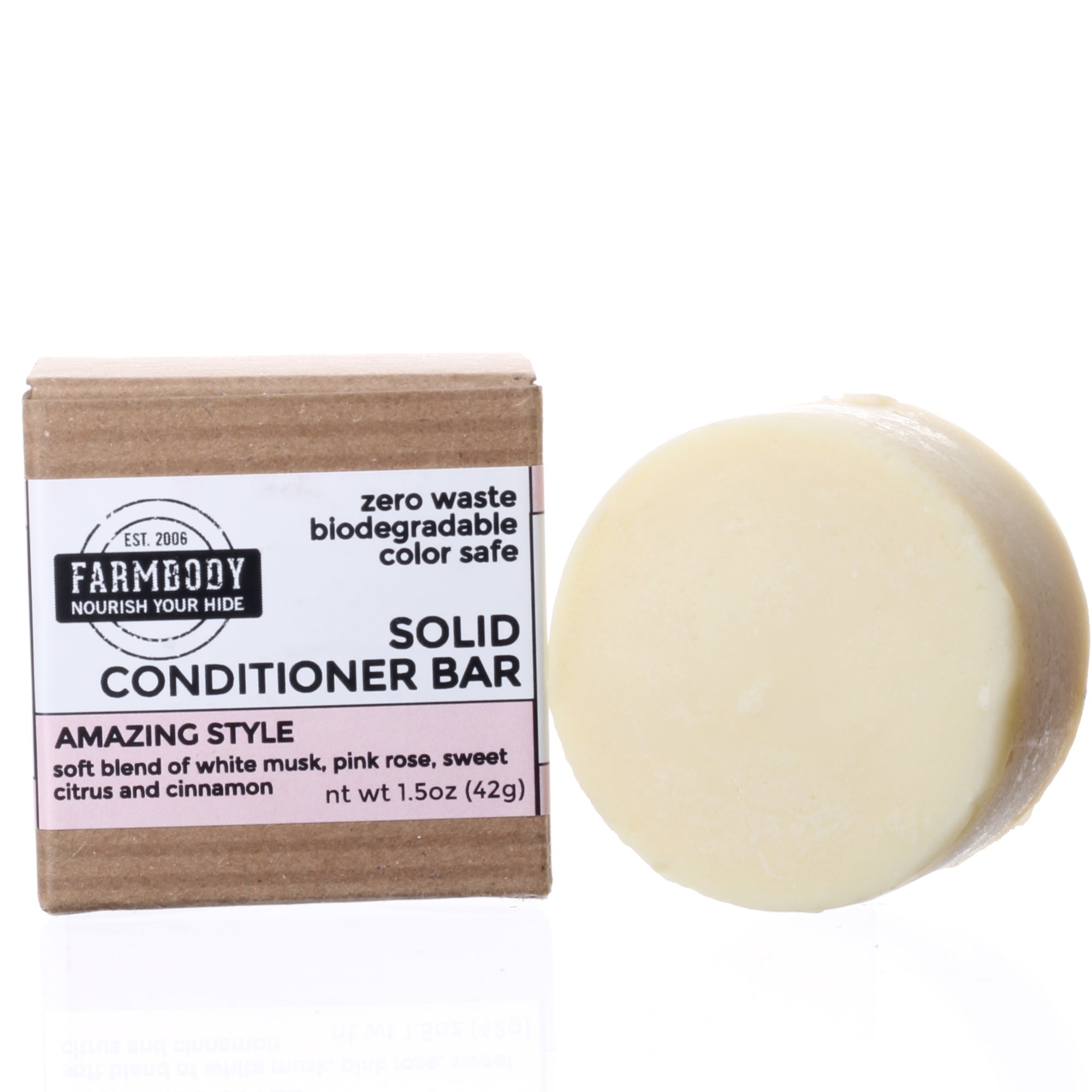 Farmbody zero waste solid conditioner bar in amazing style fragrance for all hair types