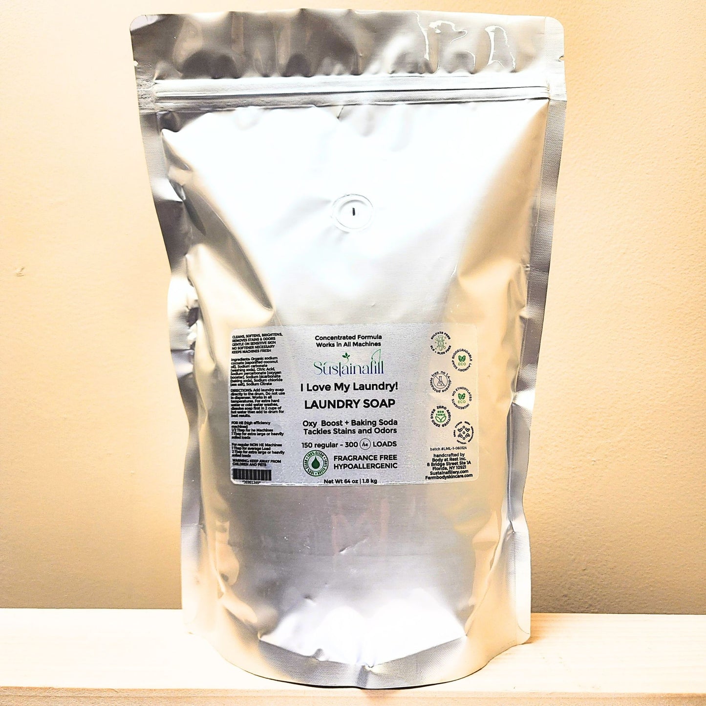 I LOVE MY LAUNDRY! Fragrance Free Biodegradable Laundry Soap 50-100 LOADS