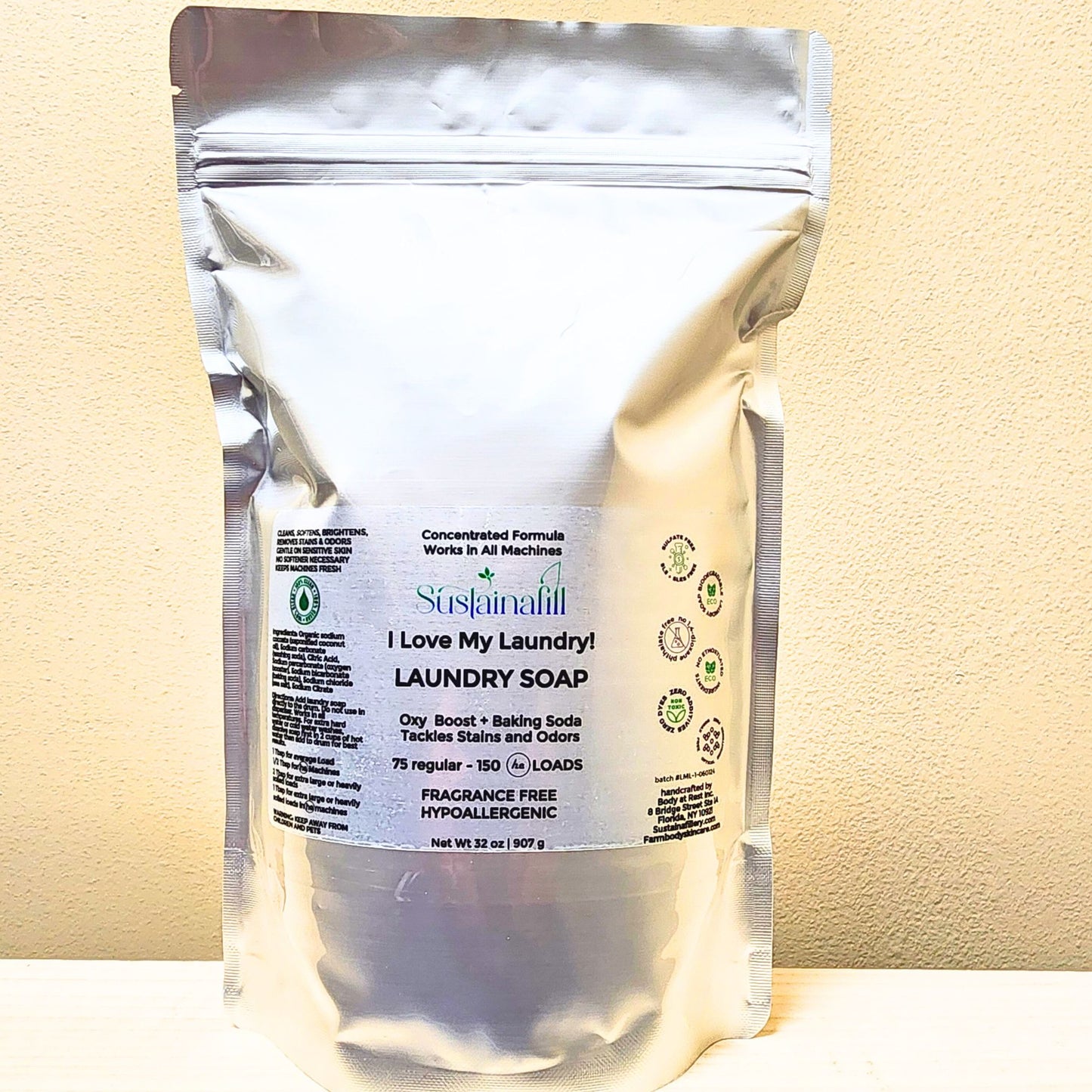 I LOVE MY LAUNDRY! Fragrance Free Biodegradable Laundry Soap 50-100 LOADS