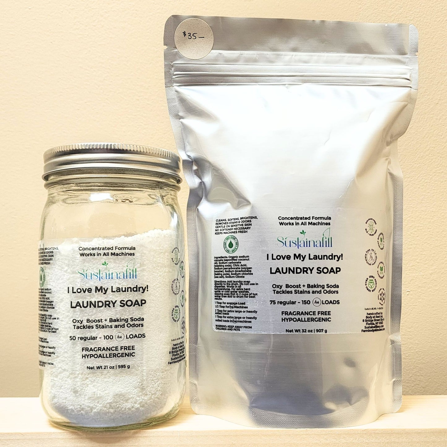 I LOVE MY LAUNDRY! Fragrance Free Biodegradable Laundry Soap 50-100 LOADS