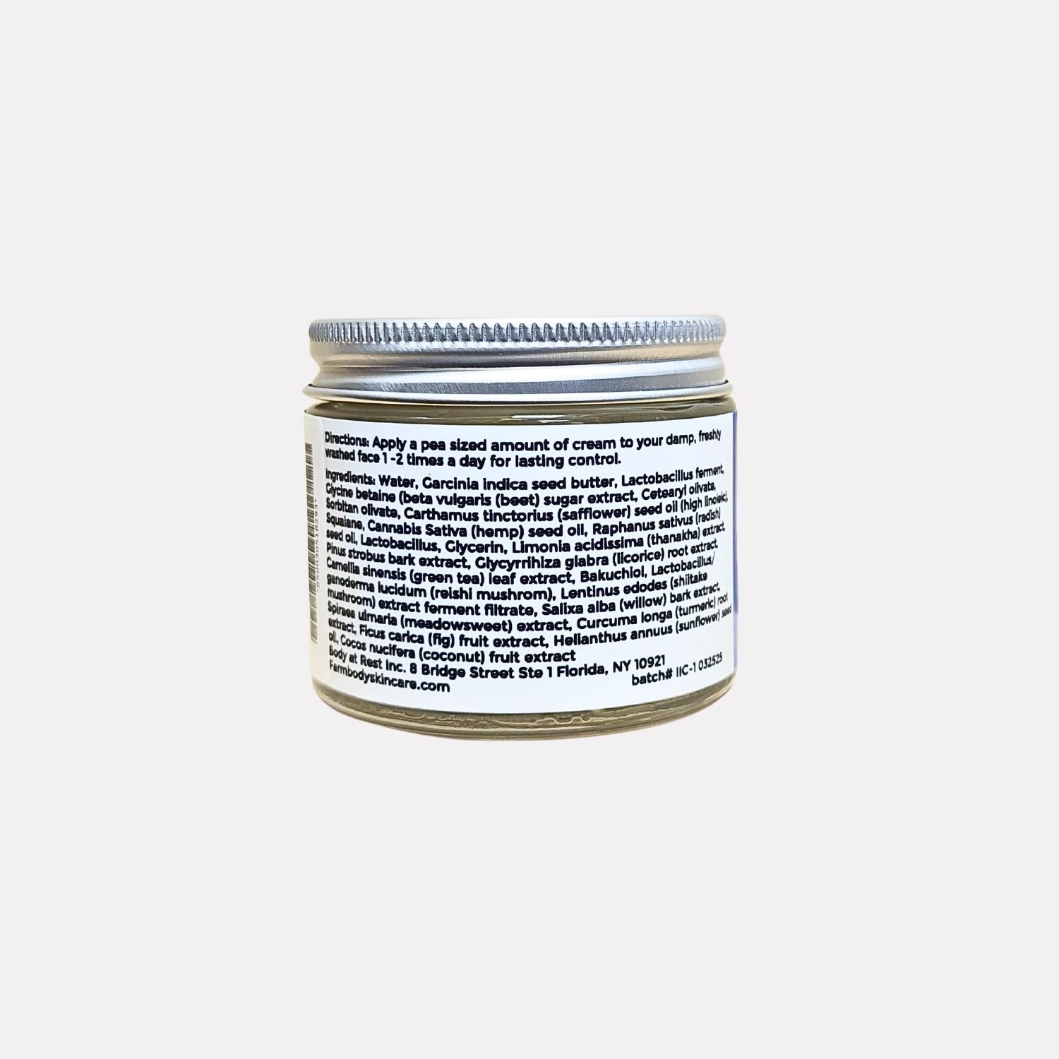 Ingredient label Farmbody Skin Care I'm in Control