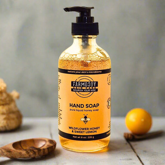 pure liquid soap made with honey and organic oils