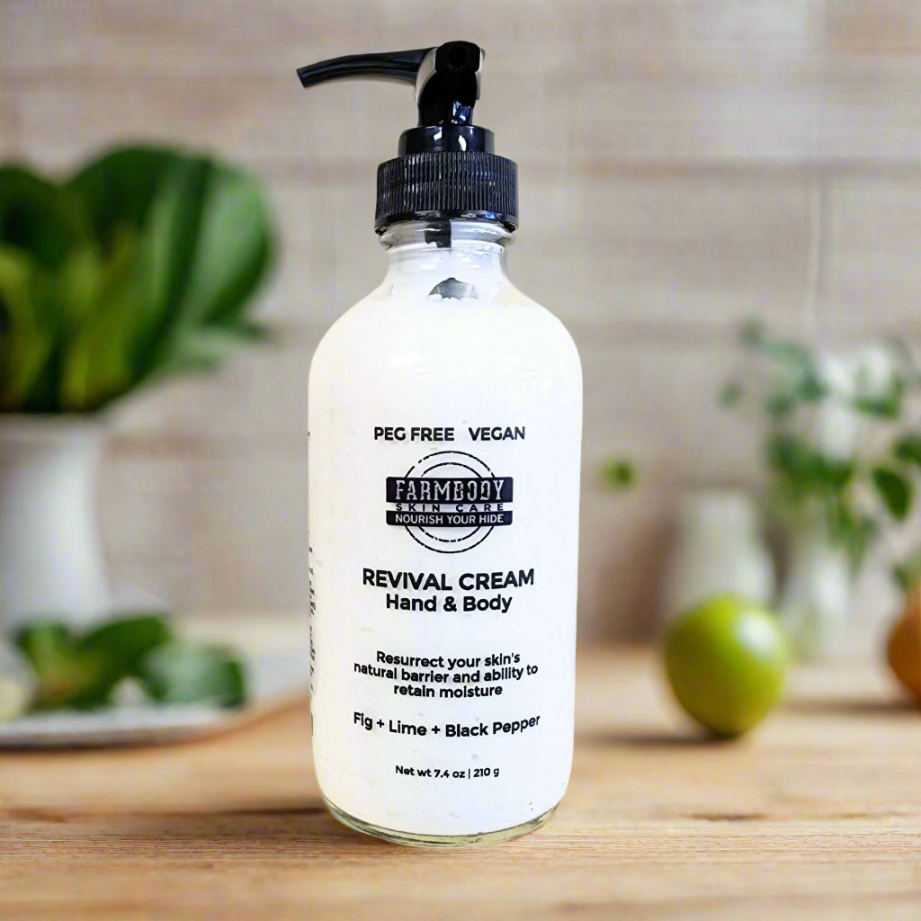 vegan hand and body lotion to repair the skin's natural ability to retain moisture fig lime and black pepper scent
