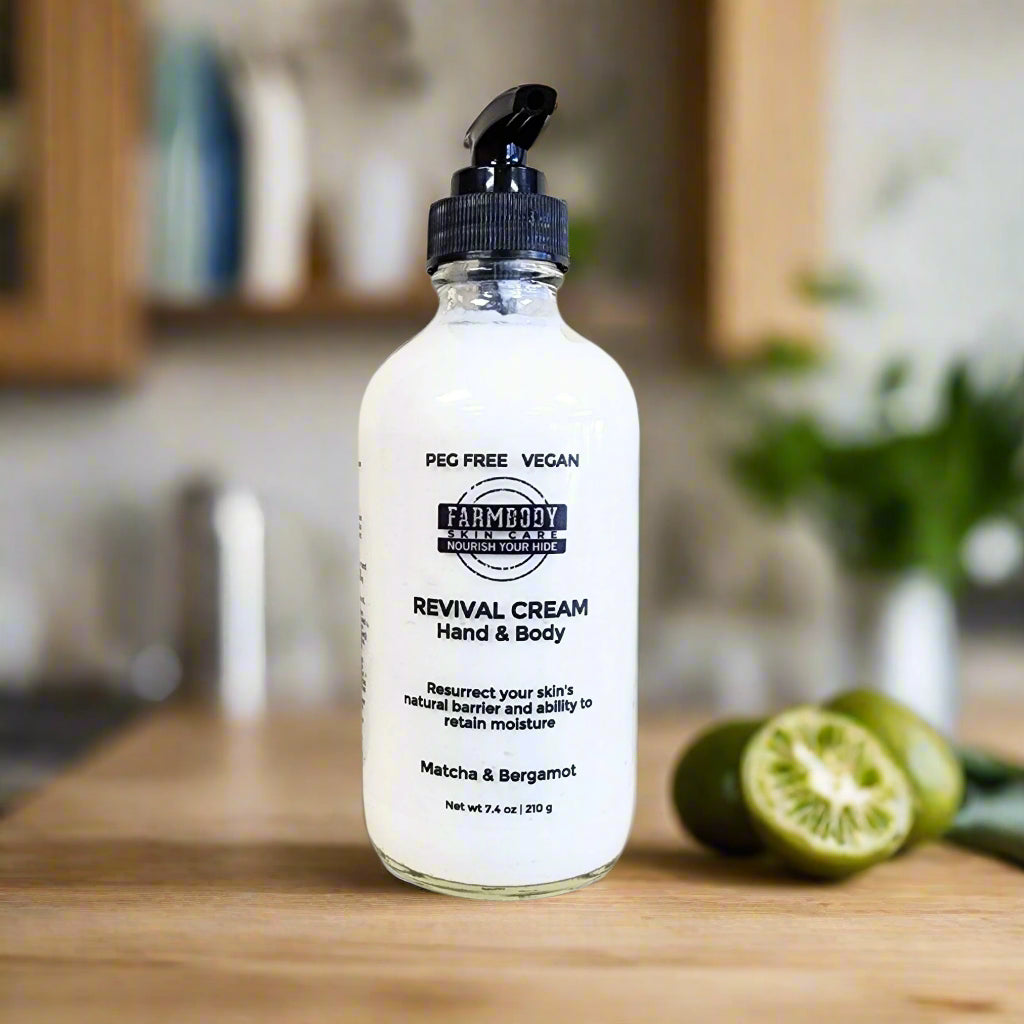 vegan hand and body cream to restore the skin's microbiome and ability to retain moisture in matcha and bergamot