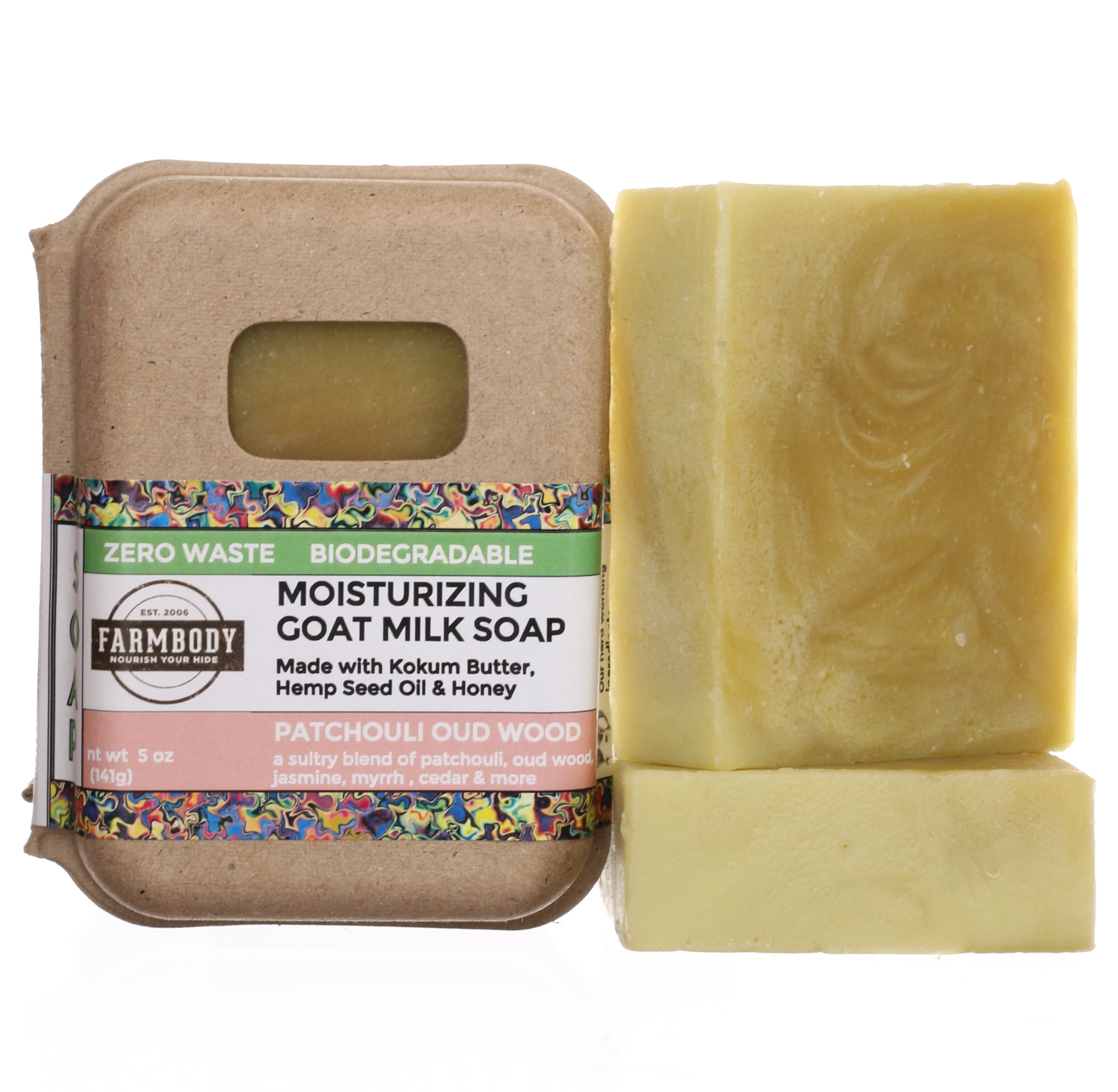 Moisturizing Goat Milk Bar Soap for Sensitive Skin | PATCHOULI OUD WOOD - Farmbody