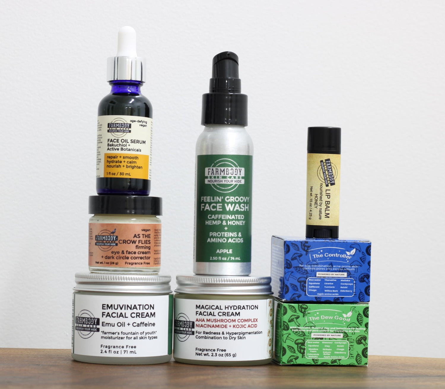 Farmbody face care collection to shop now lotions serums cleansers lip balm