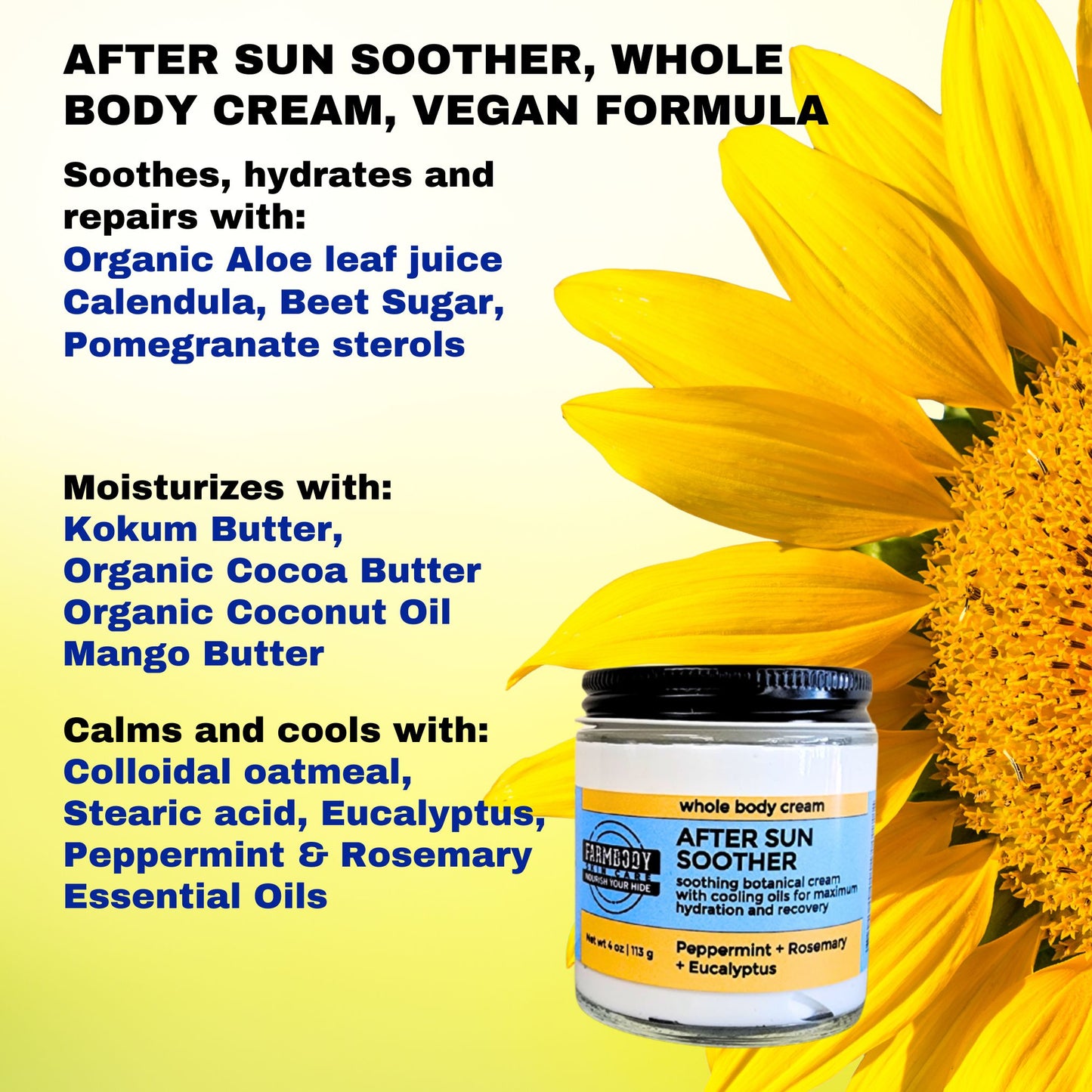 After Sun Soother | Whole Body Cream | Peppermint + Rosemary