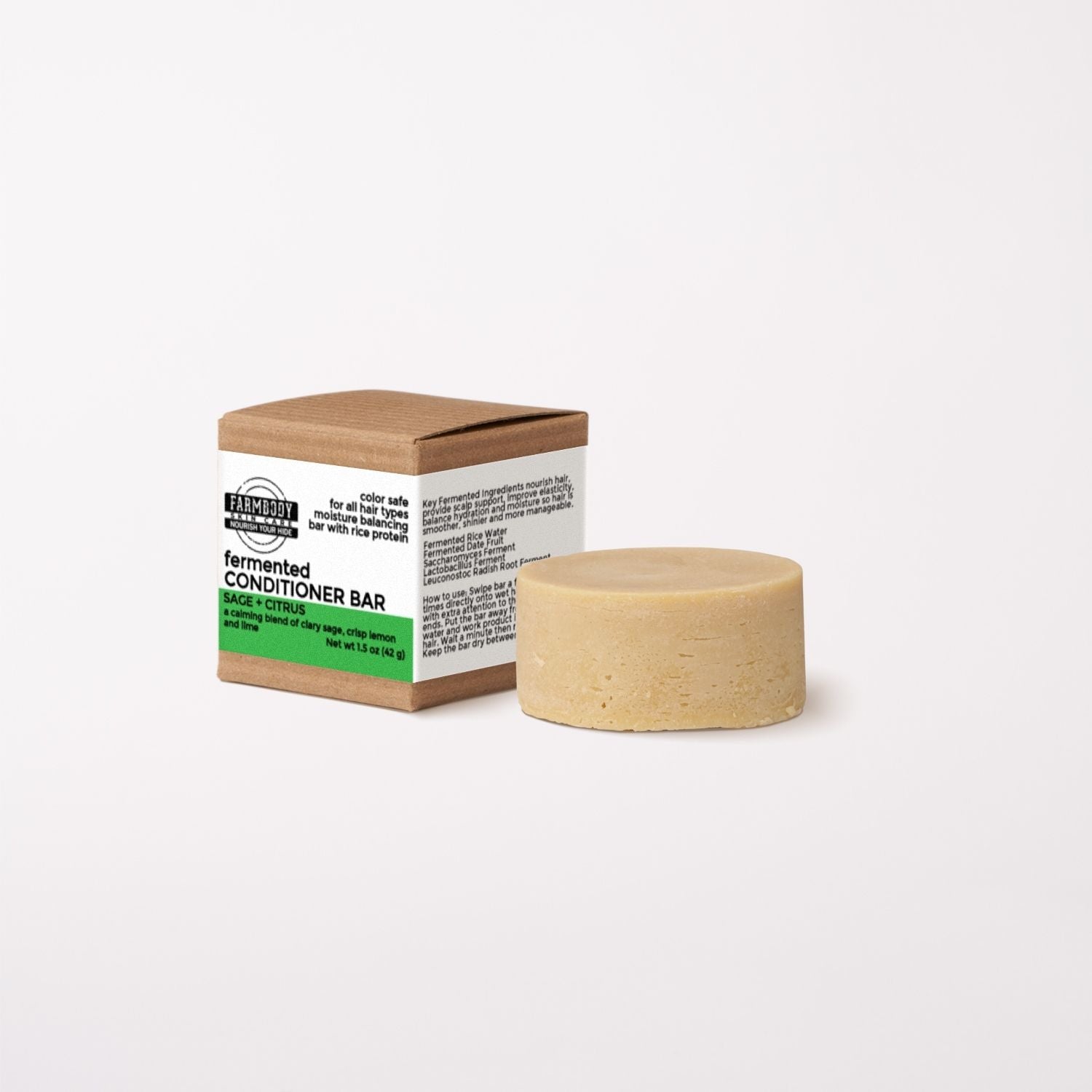 Fermented Conditioner Bar for sensitive scalps in sage and citrus scent