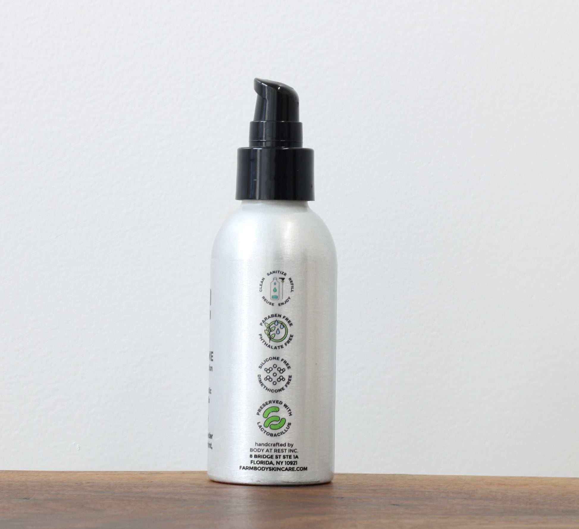 Farmbody Don't Bug Me natural insect lotion PEG free with essential oils paraben free phthalate free silicone free in a refillable sustainable aluminum bottle