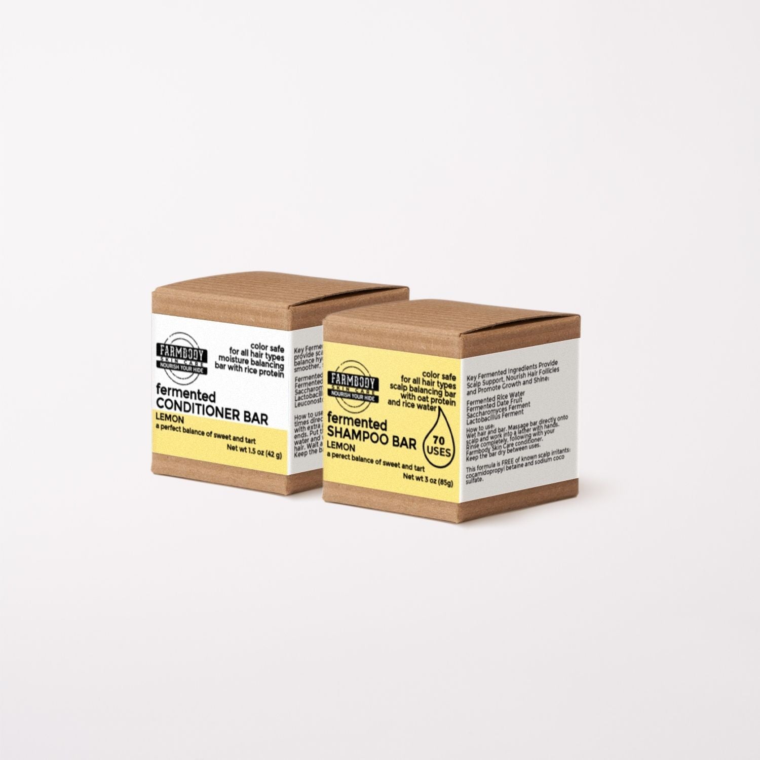 fermented rice water shampoo and conditioner bars color safe in lemon