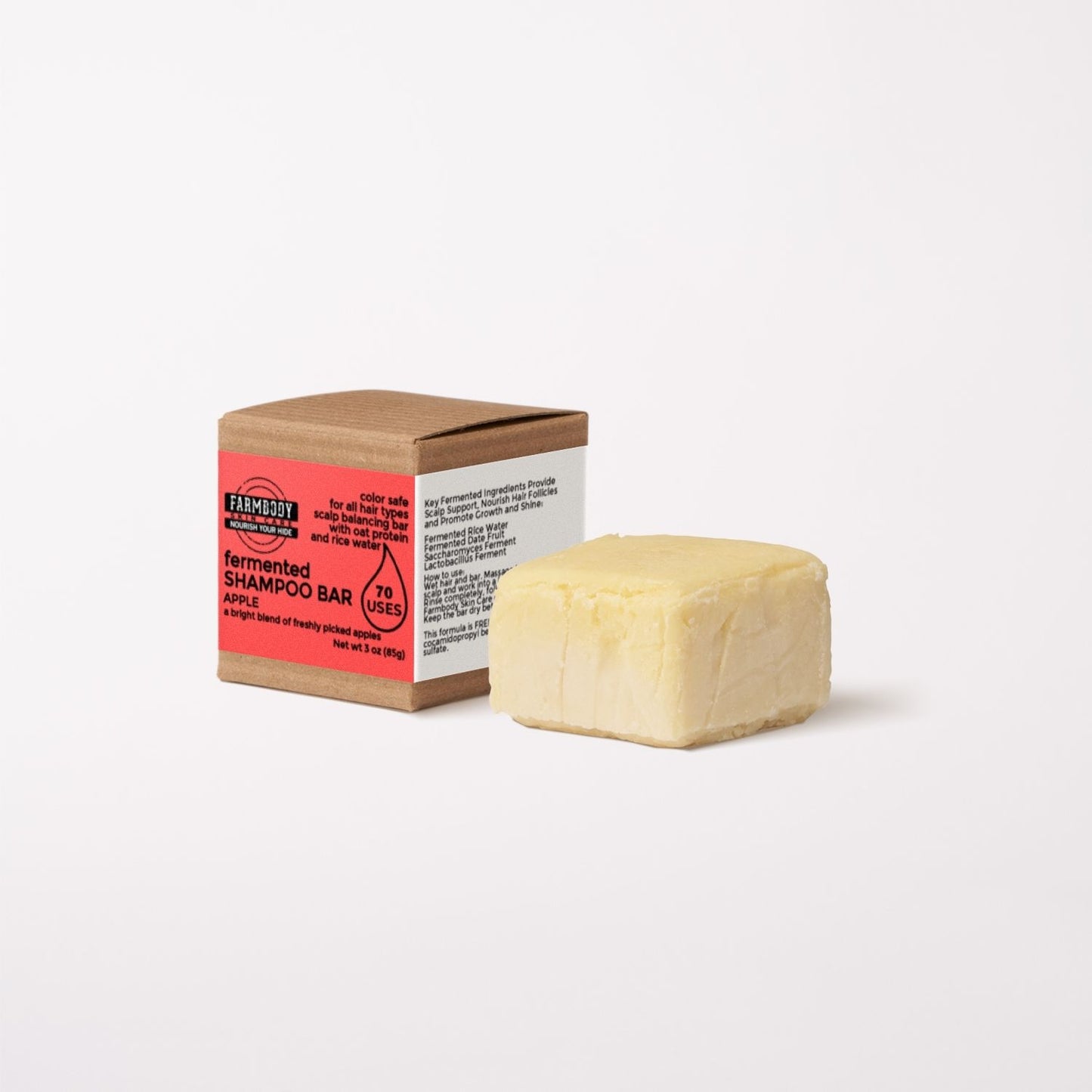 solid fermented rice water shampoo bar best for your hair and the environment in apple scent 