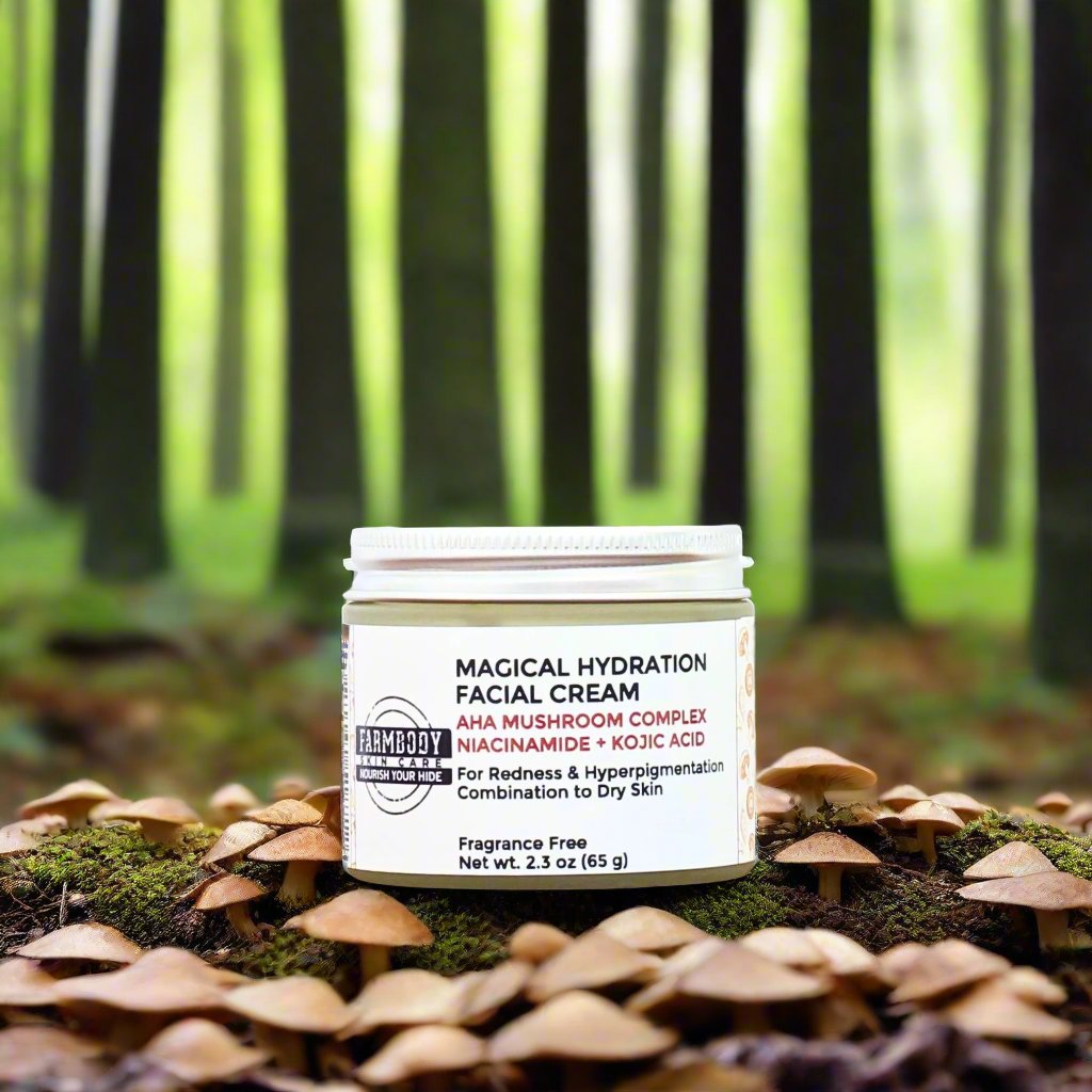 Mushroom Skin Care for Facial hydration and moisture with alpha hydroxy acid, niacinamide and kojic acid for skin brightening