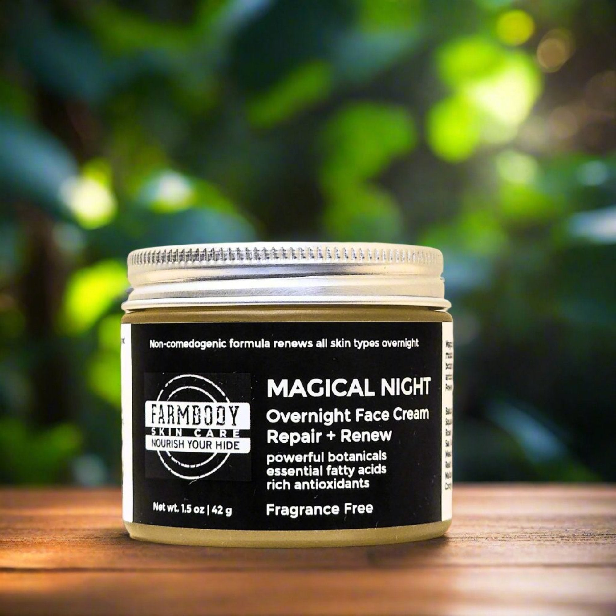 Magical Night overnight face cream made with tallow bakuchiol and botanicals for overnight repair and renewal of aging facial skin to plump fine lines and wrinkles