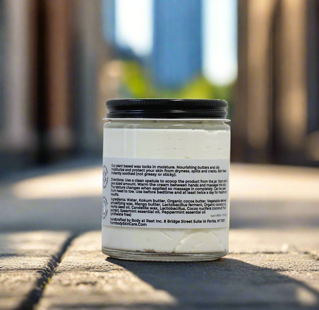 Best Ingredients for dry cracked feet in a heel protective cream smooth feet revival cream by farmbody skin care