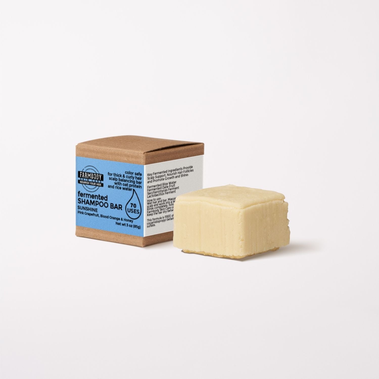 solid shampoo bar good for 70 uses best for thick and curly hair in a scent of pink grapefruit blood orange and honey