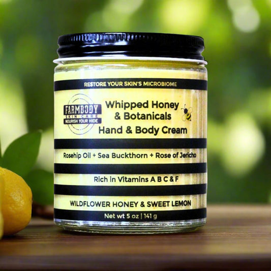 whipped honey and botanicals hand and body cream packed with essential nutrients for smooth skin