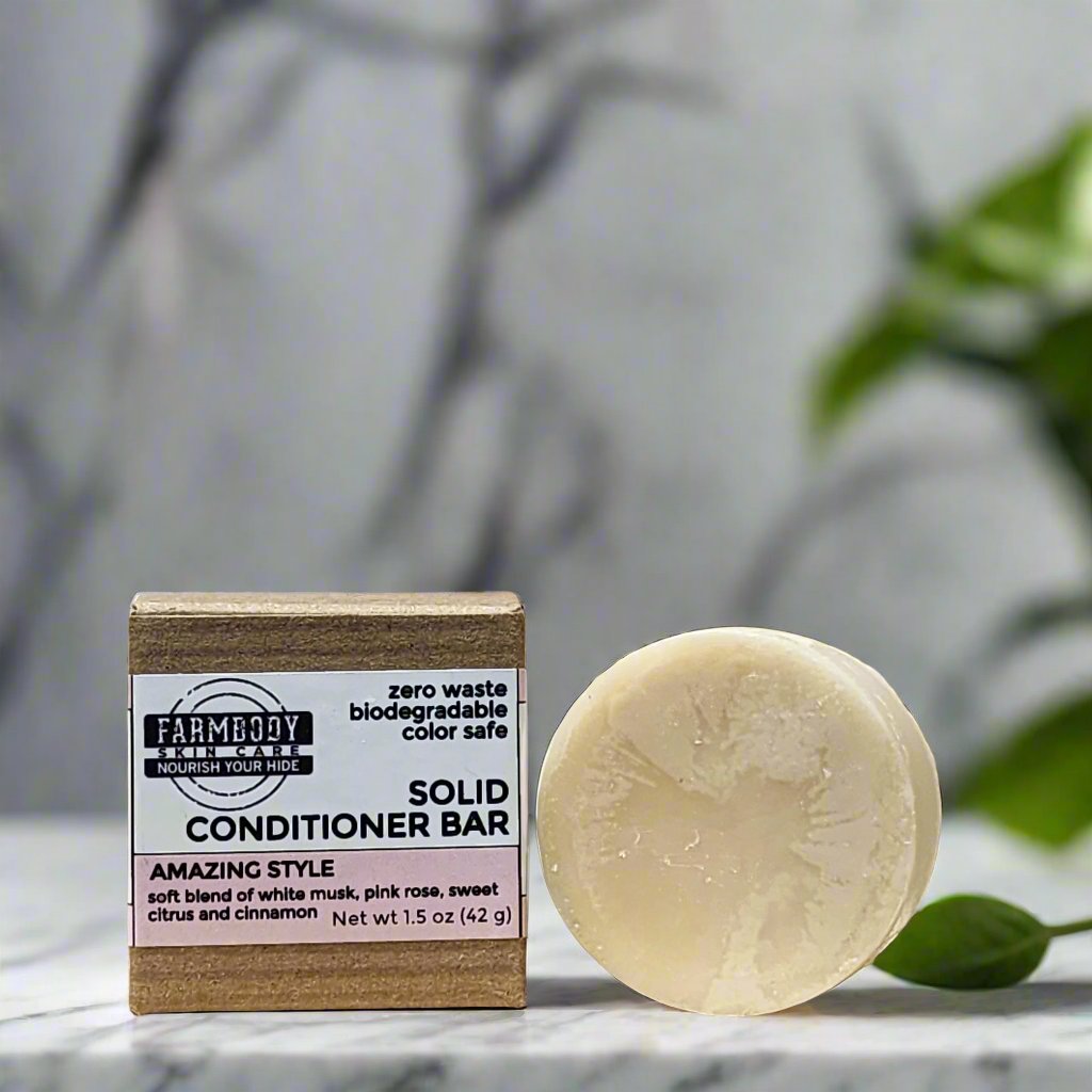 zero waste solid conditioner bar silicone free best for all hair types in a soft feminine scent