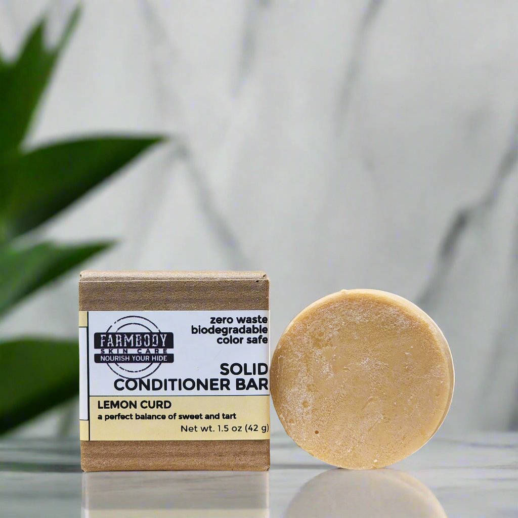 silicone free solid conditioner bar best for sensitive skin and it smells like lemon curd