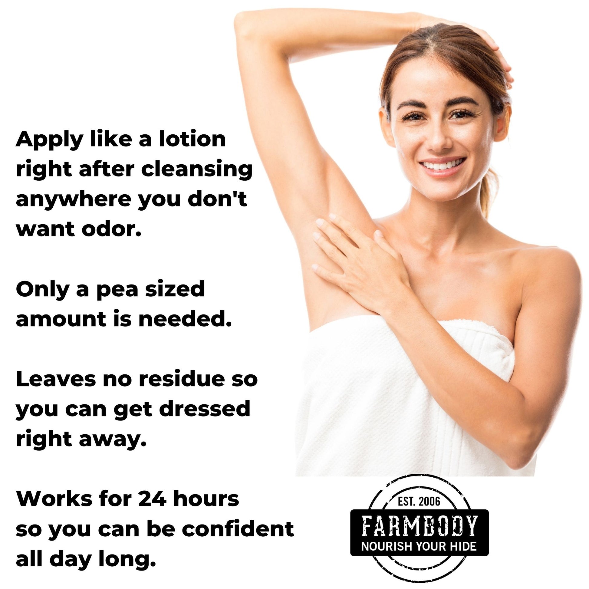 Apply cream deodorant just like it's a lotion. Start with a pea sized amount.