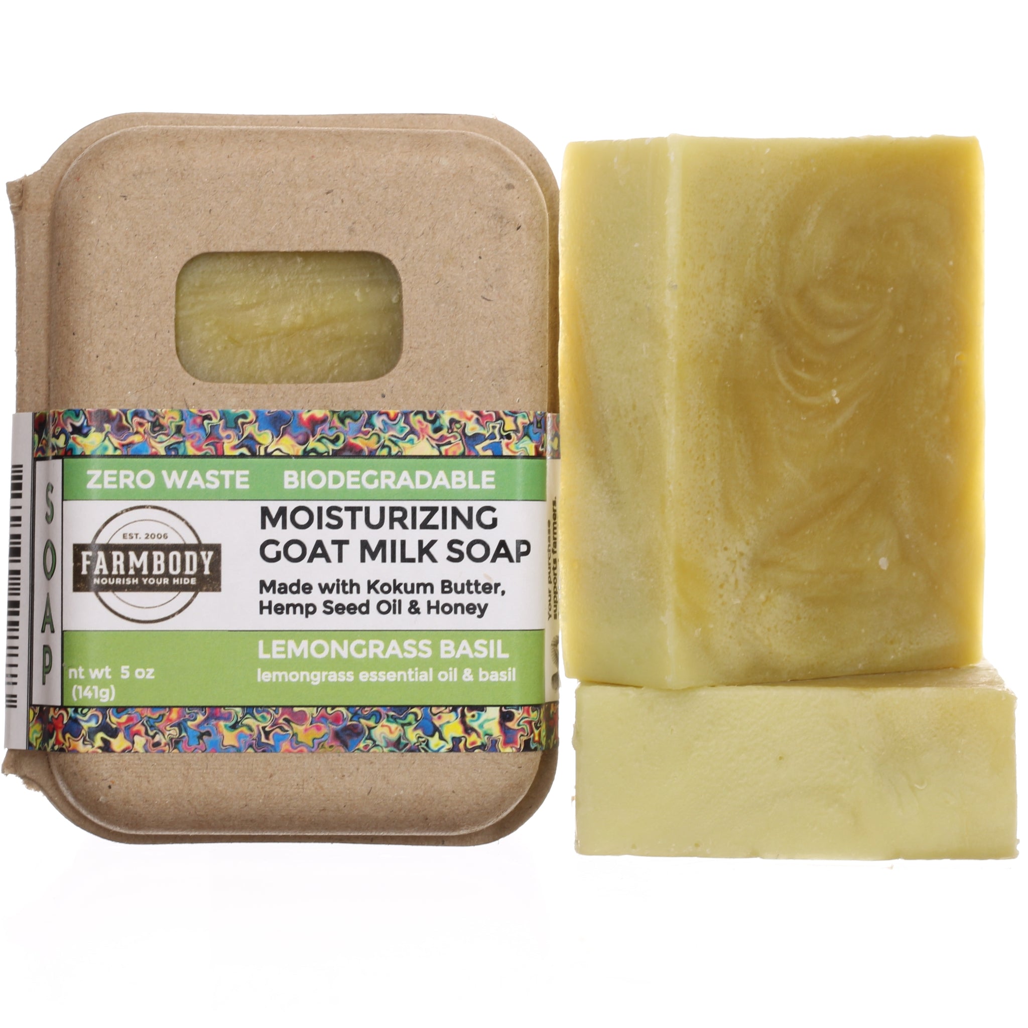 Moisturizing Goat Milk Bar Soap for Sensitive Skin | LEMONGRASS BASIL - Farmbody