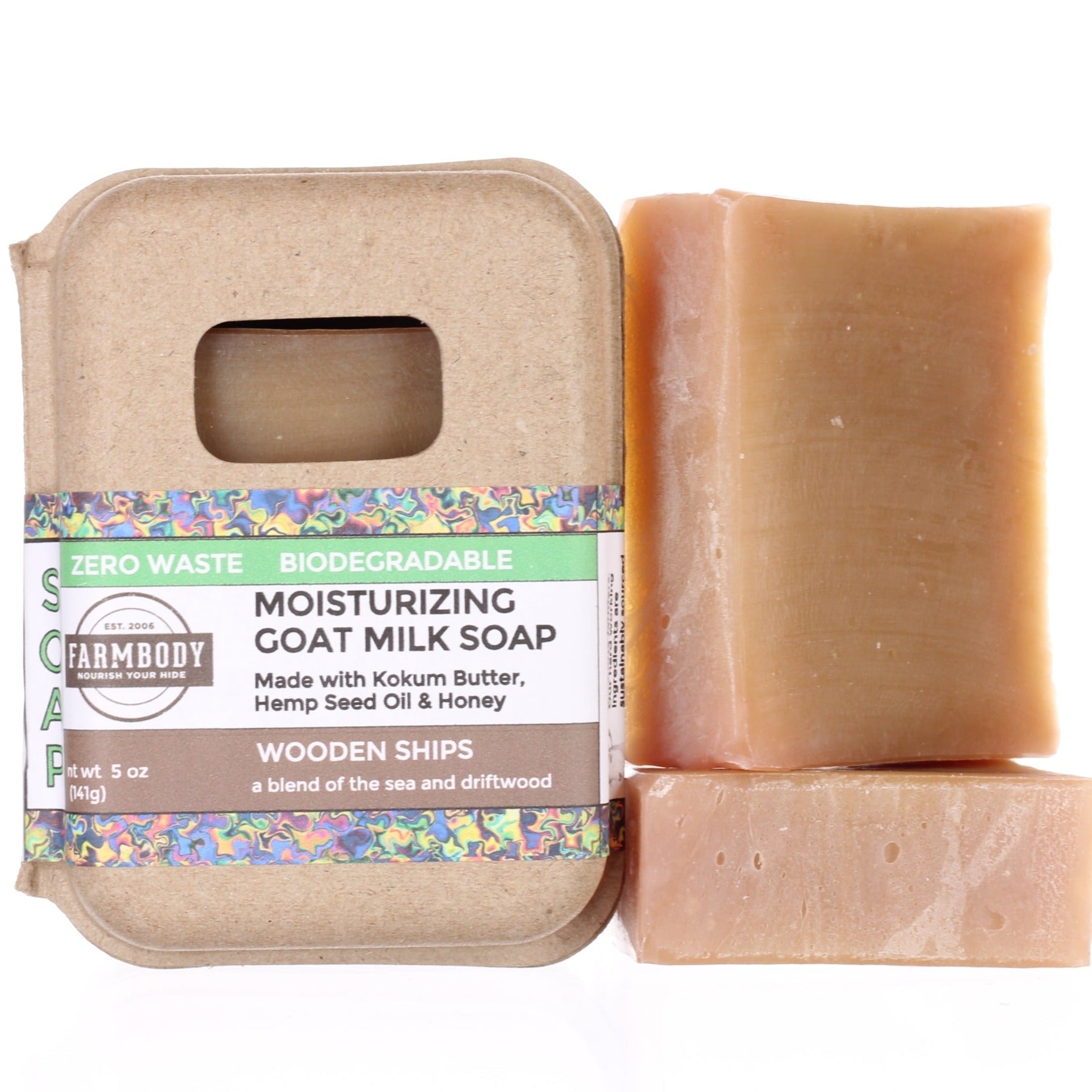 Farmbody Moisturizing Goat Milk Bar Soap for Eczema and Sensitive Skin Wood Ships fragrance of vetiver and driftwood