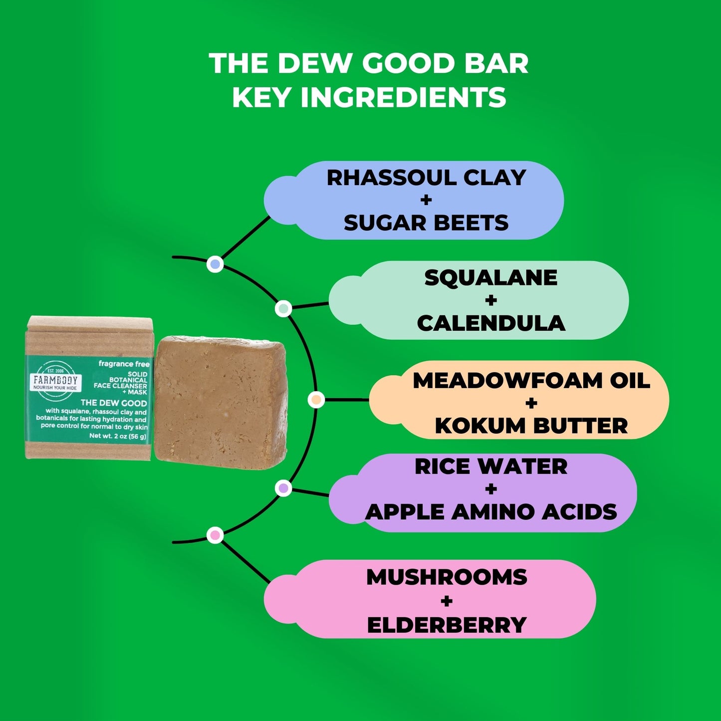 The Dew Good | Limpiador facial sólido botánico + mascarilla